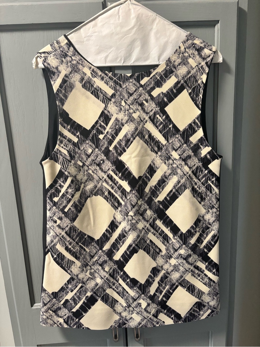 Burberry Black and Cream Geometric Sleeveless Dressy Tank Top